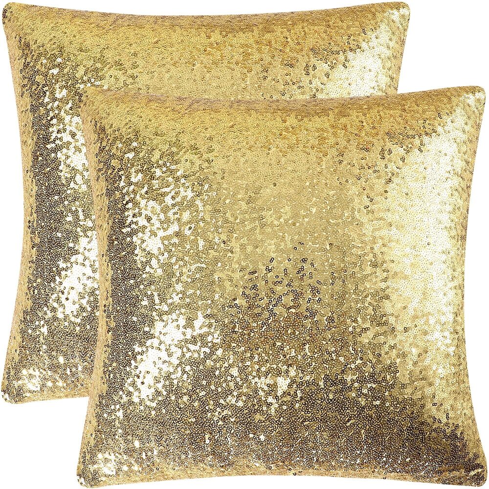 7817 2 Pcs Sequin Throw Pillow Covers, 18x18 Inch, Glitzy Decorative